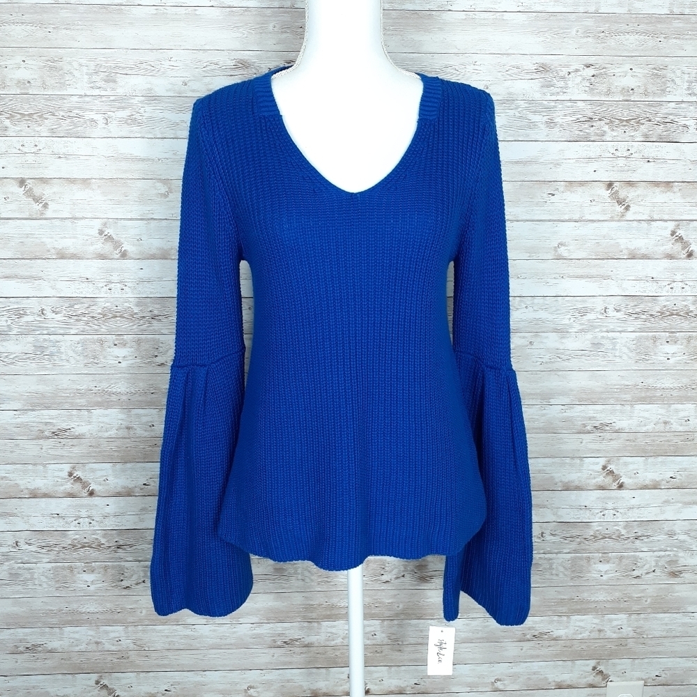 Style & Co Sweater XS Bell Sleeve Blue 21